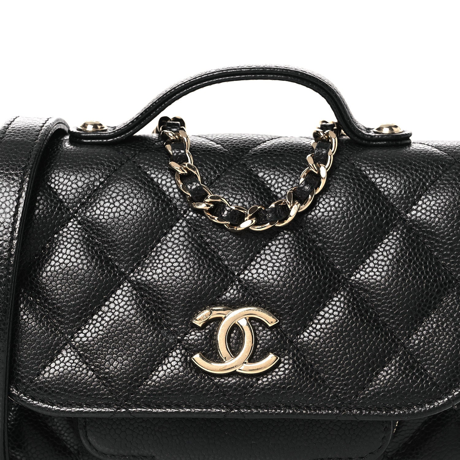 Caviar Quilted Business Affinity Clutch With Chain Black