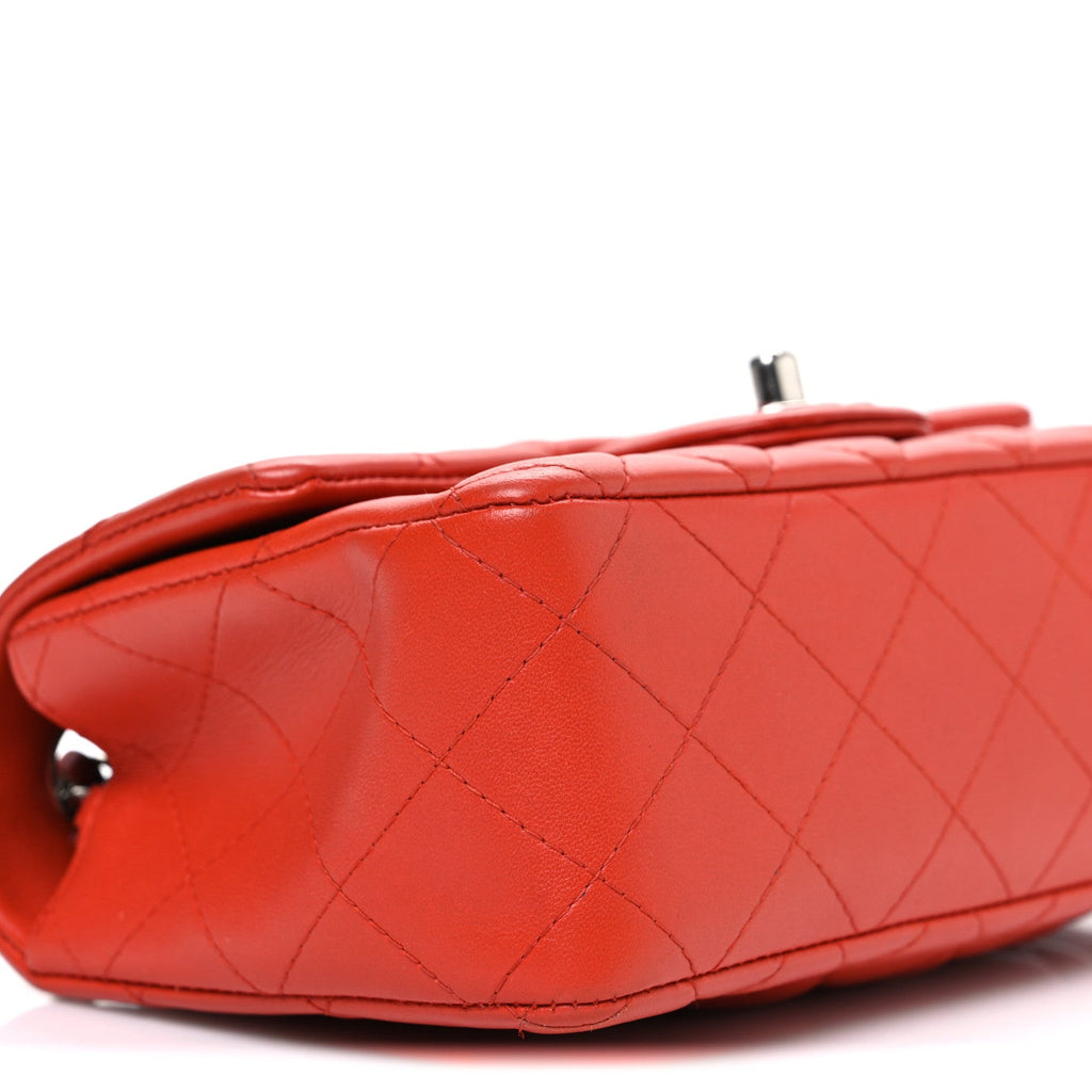 Lambskin Quilted Mini Rectangular Flap Red