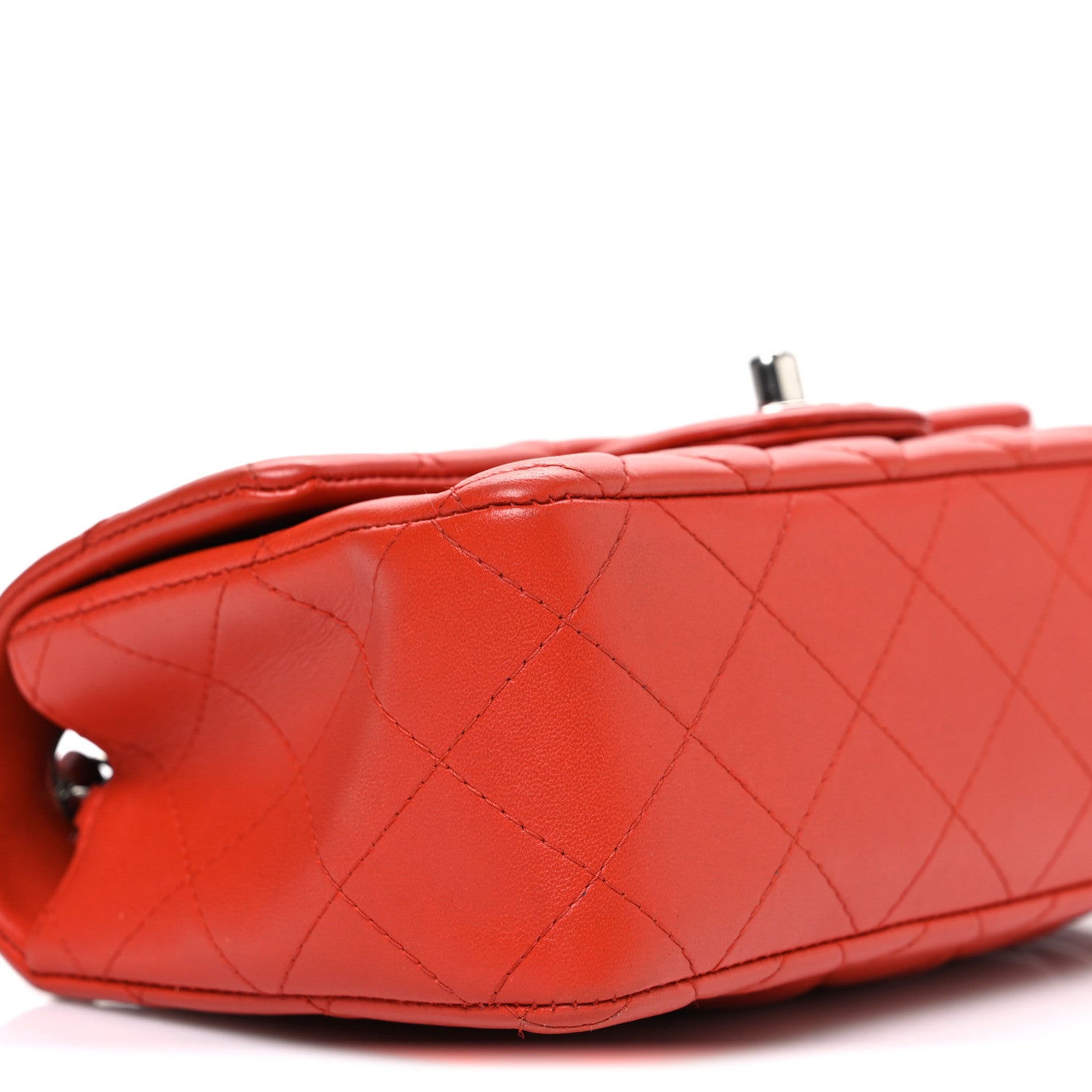 Lambskin Quilted Mini Rectangular Flap Red