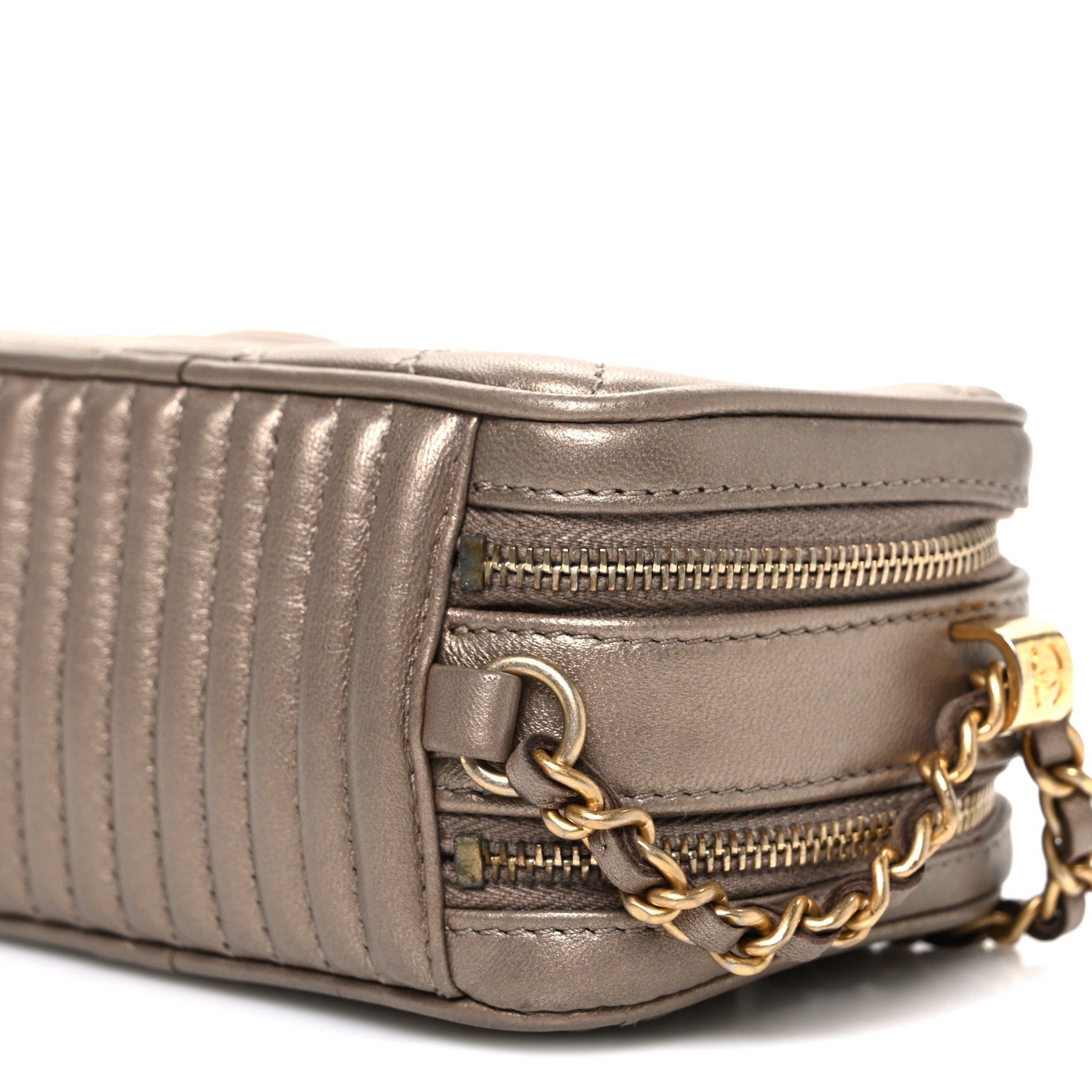 Metallic Lambskin Mini Coco Boy Camera Case Dark Gold