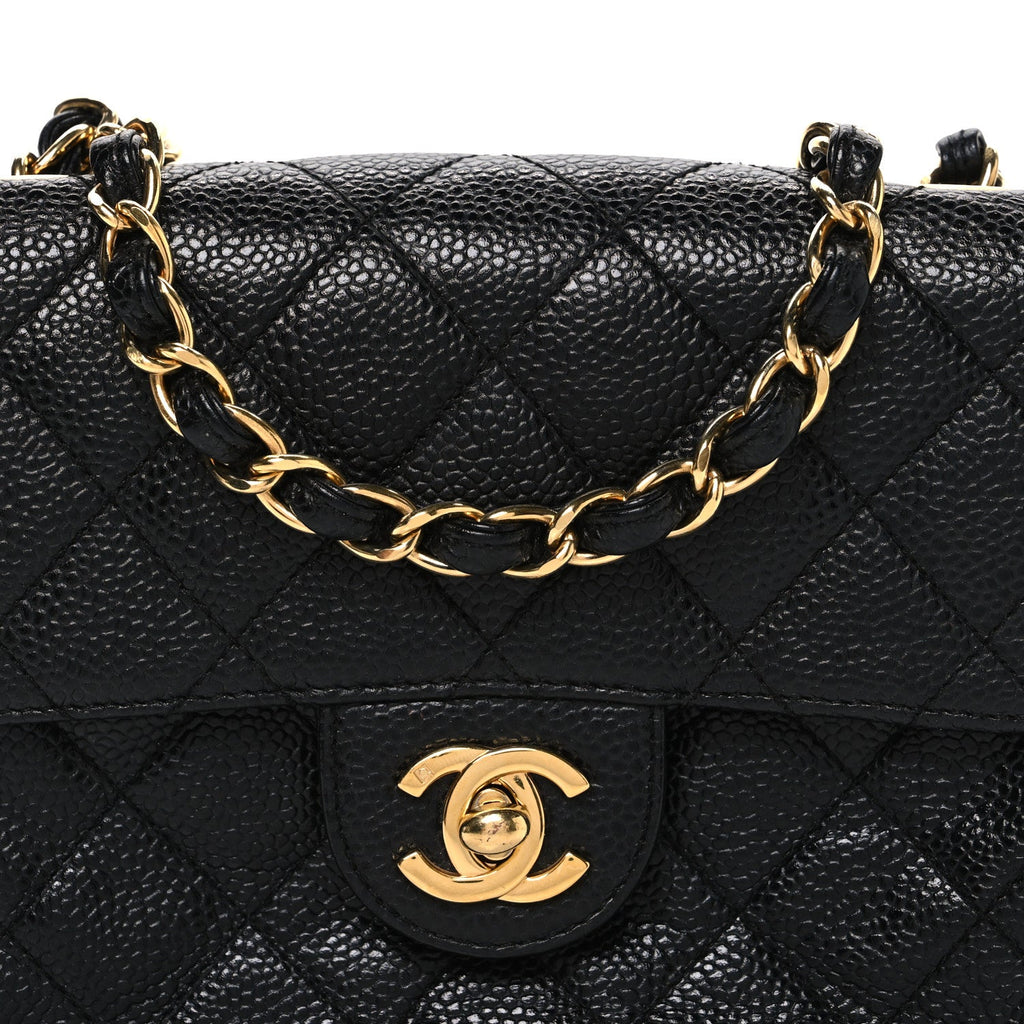 Caviar Quilted Mini Square Flap Black