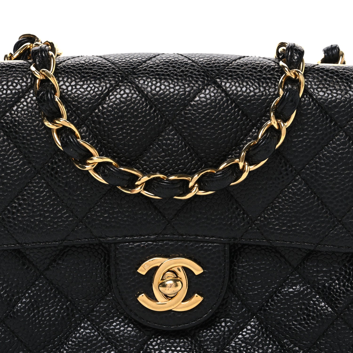 Caviar Quilted Mini Square Flap Black