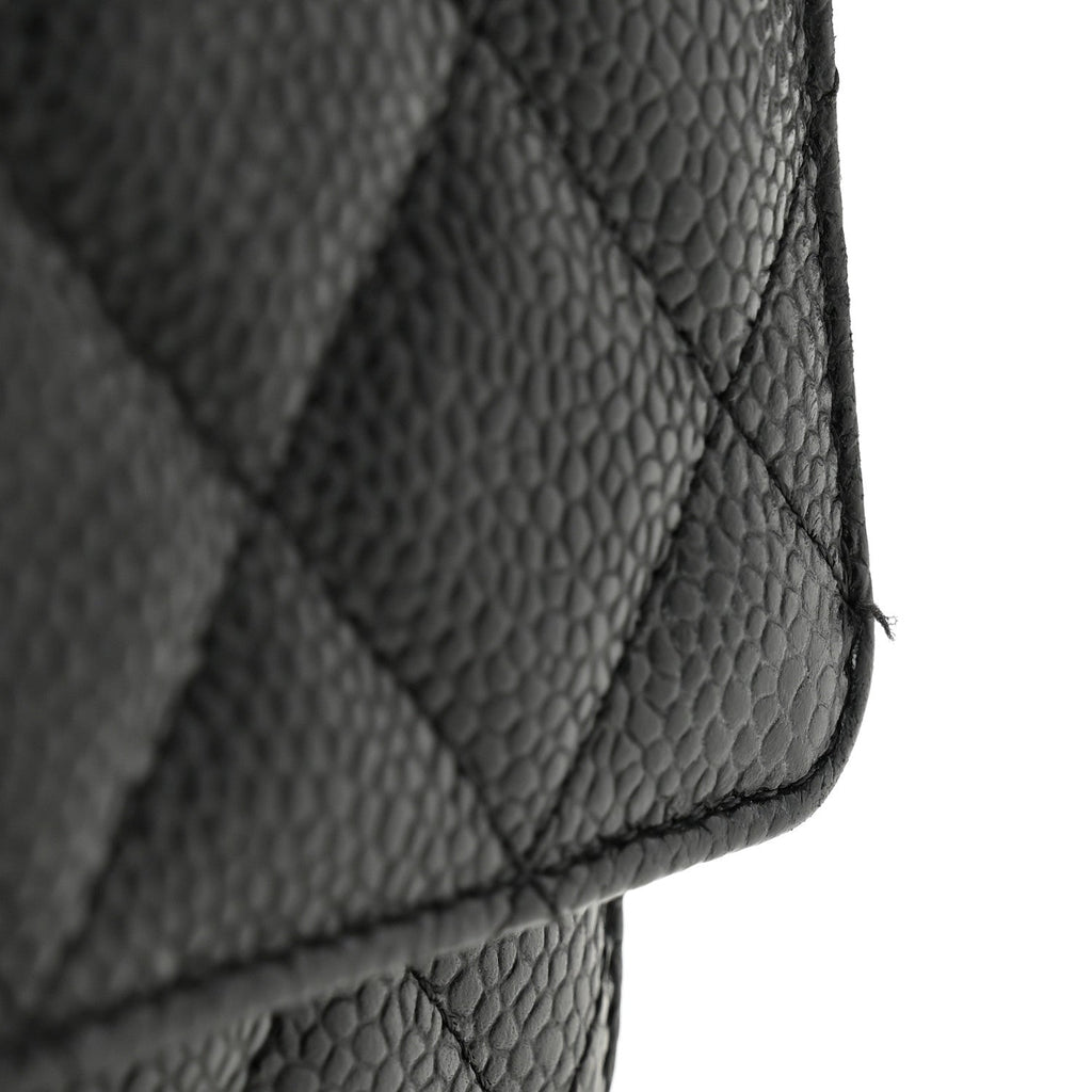 Caviar Quilted Wallet on Chain WOC Black