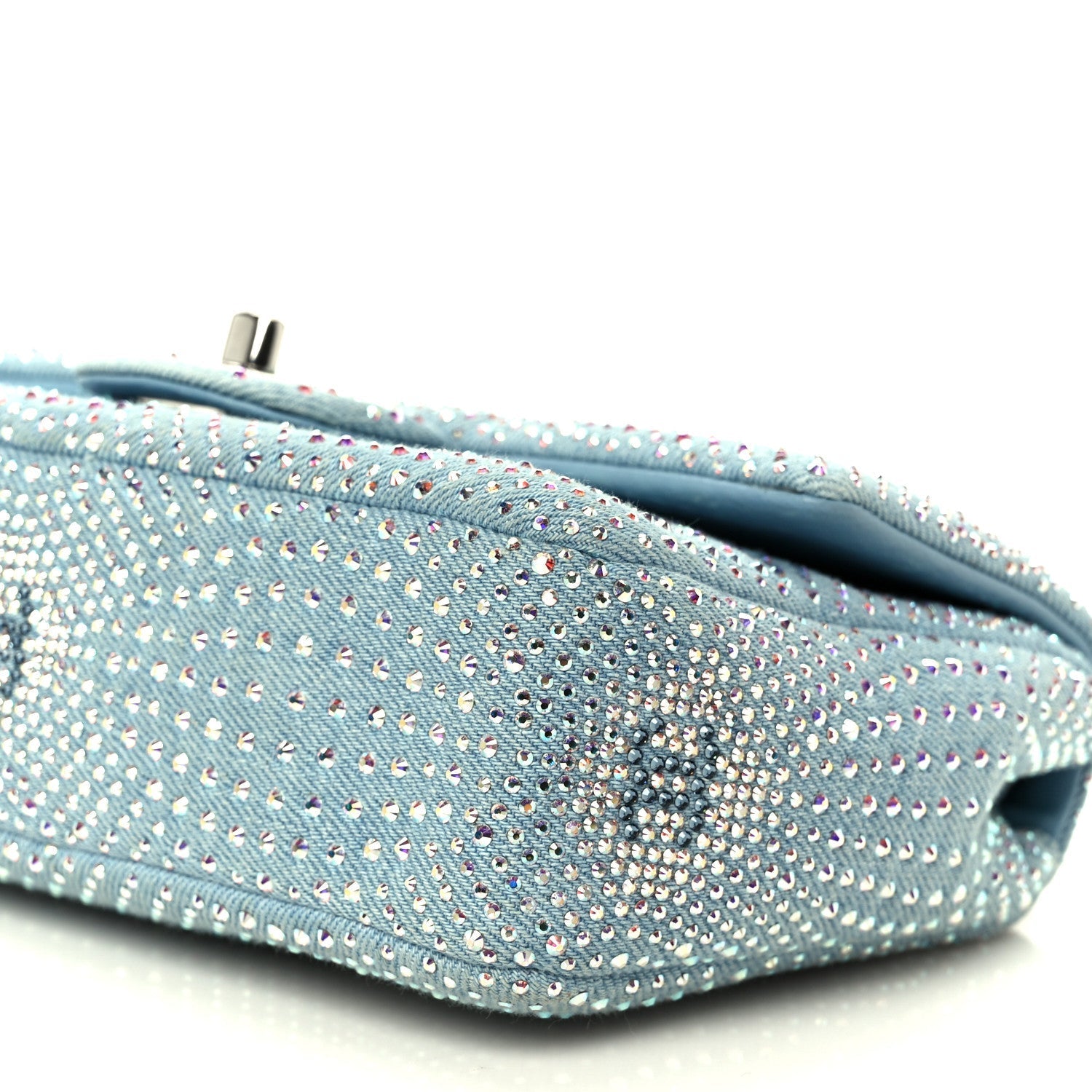 Denim Strass Evening Flap Bag Blue