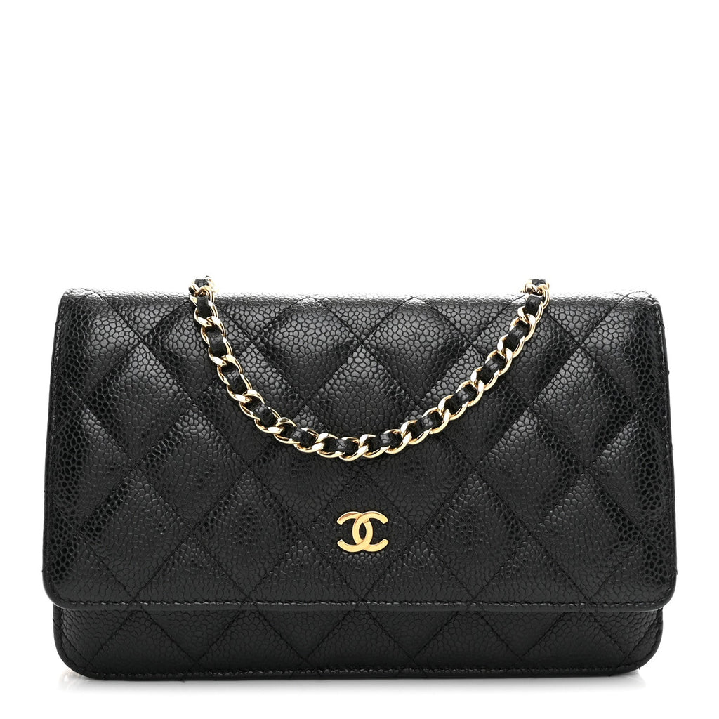 Caviar Quilted Wallet on Chain WOC Black
