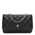 Caviar Quilted Wallet on Chain WOC Black