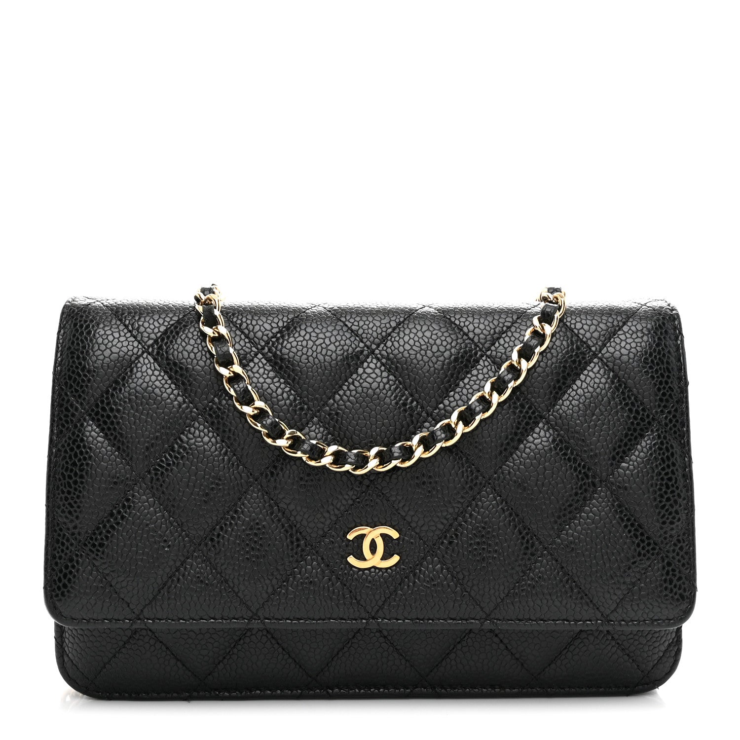 Caviar Quilted Wallet on Chain WOC Black