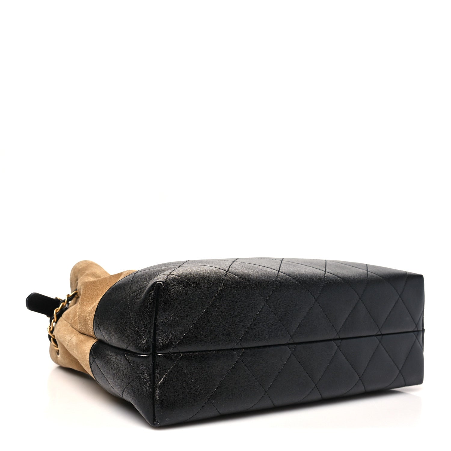 Suede Calfskin Shiny Lambskin Quilted Small Coco Base Shopping Bag Beige Black