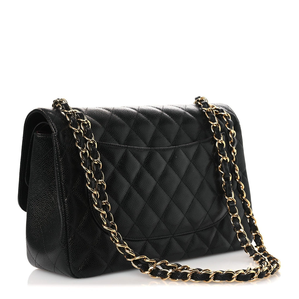 Caviar Quilted Jumbo Double Flap Black