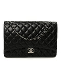 Lambskin Quilted Maxi Double Flap Black