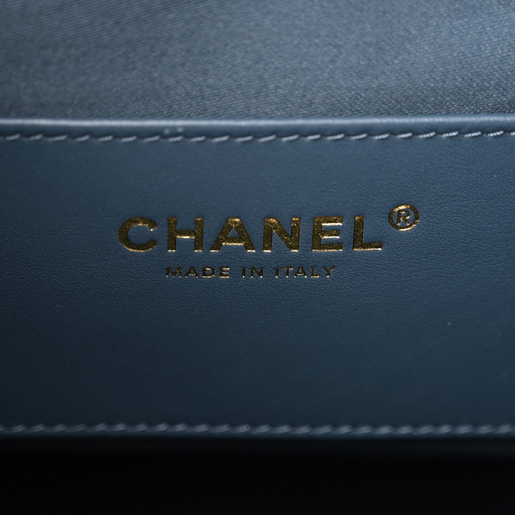 Suede Quilted Medium Chanel 25 Handbag Blue