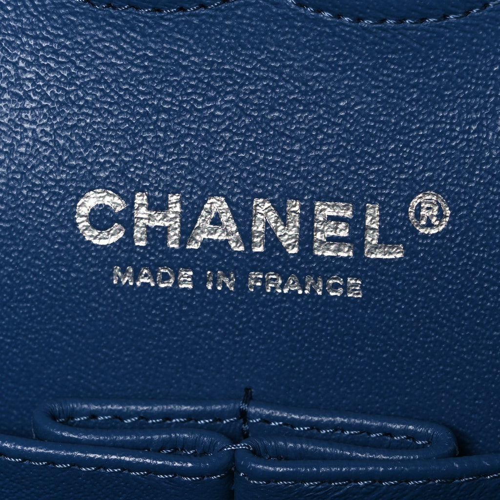 Denim Bleached Chain Medium Double Flap Blue