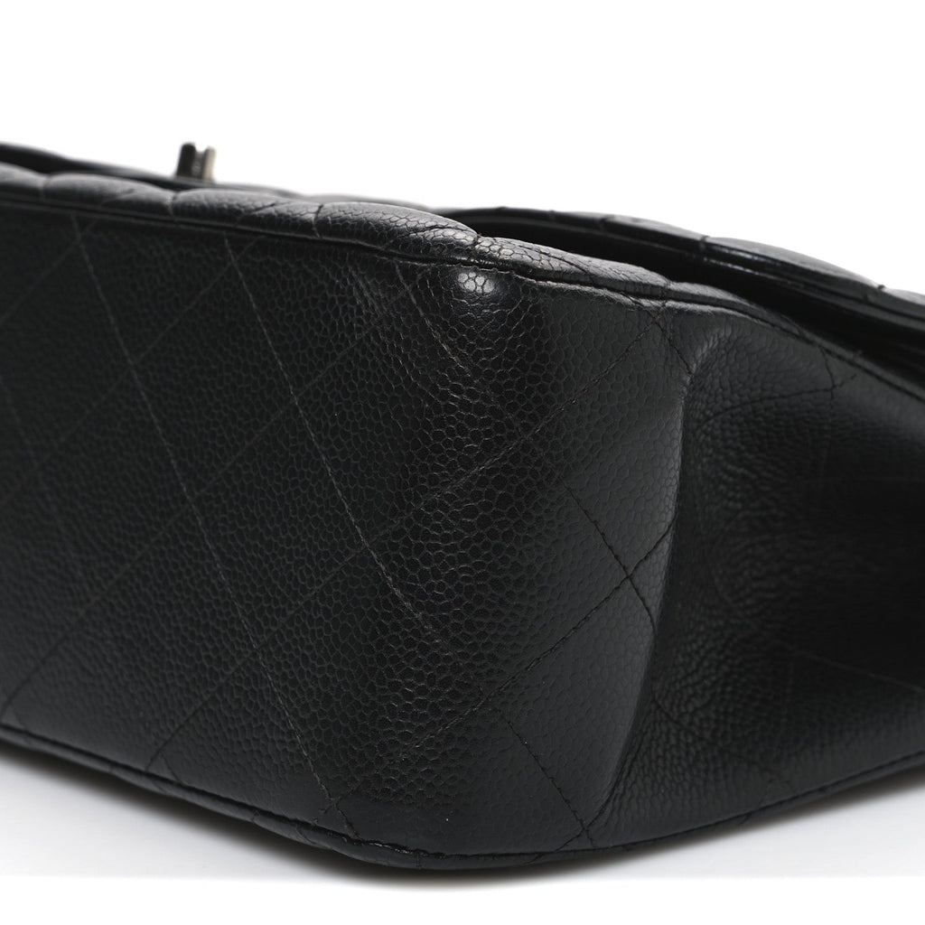 Caviar Quilted Jumbo Double Flap Black