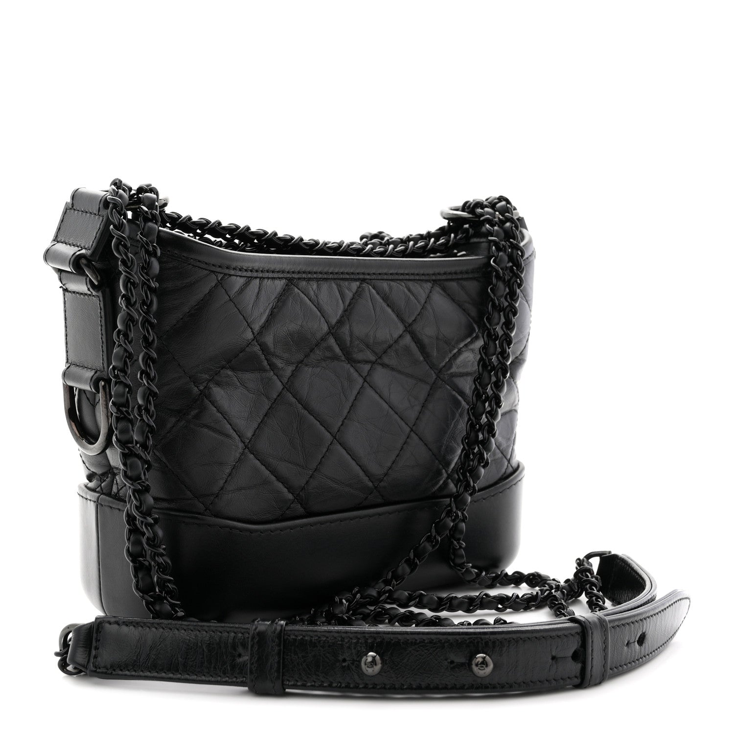 Aged Calfskin Quilted Small Gabrielle Hobo So Black