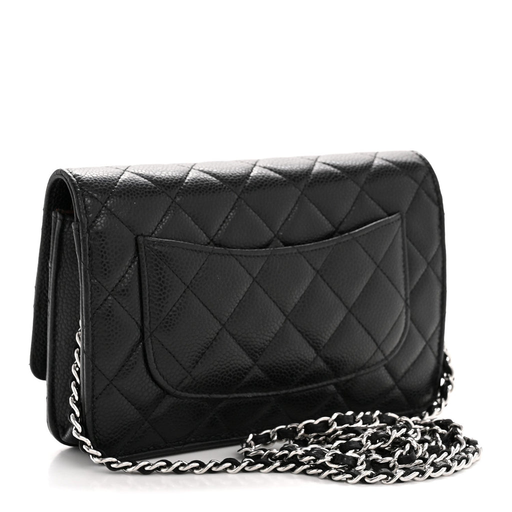 Caviar Quilted Wallet on Chain WOC Black