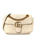 Calfskin Matelasse Mini GG Marmont Shoulder Bag White