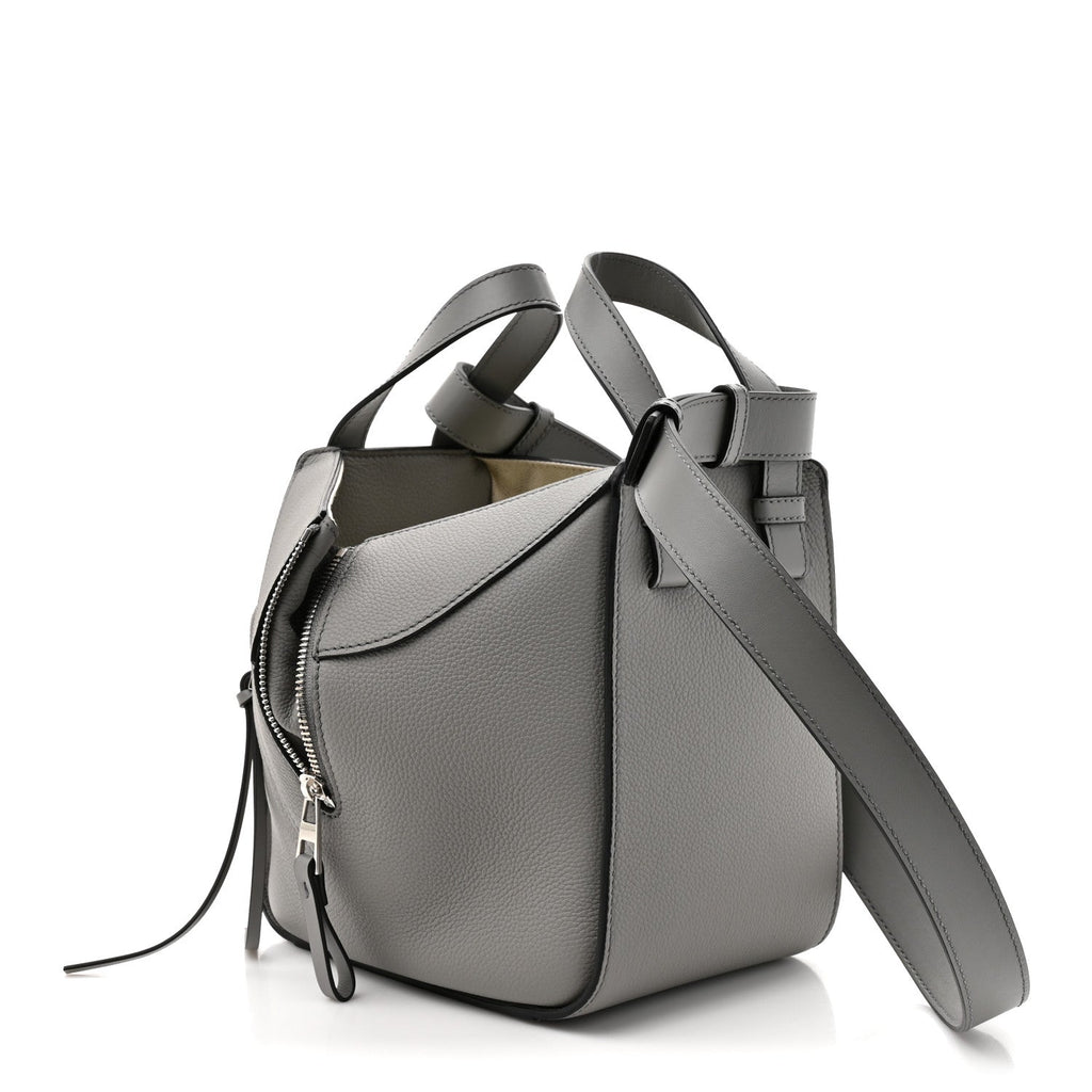 Grained Calfskin Mini Hammock Shoulder Bag Pearl Grey