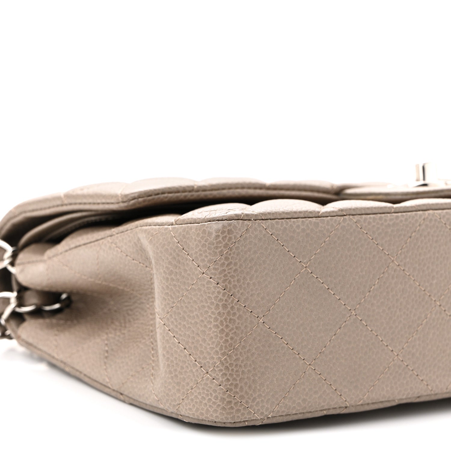 Caviar Quilted Medium Double Flap Taupe