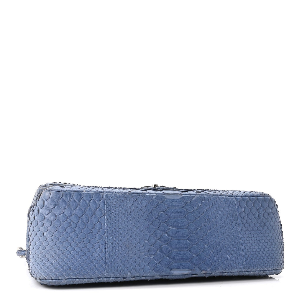 Snakeskin Jumbo Double Flap Light Blue