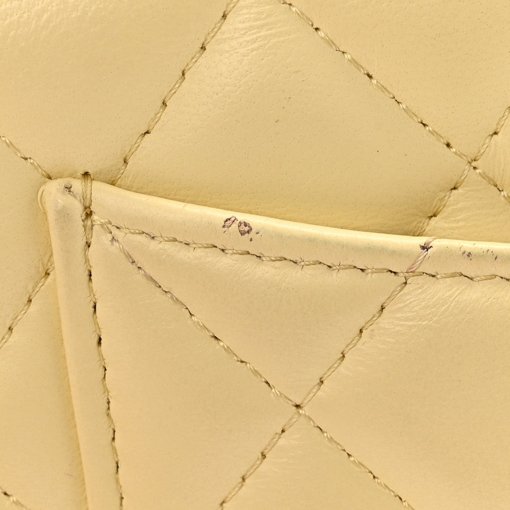 Lambskin Quilted Sweet Camellia Wallet on Chain WOC Yellow