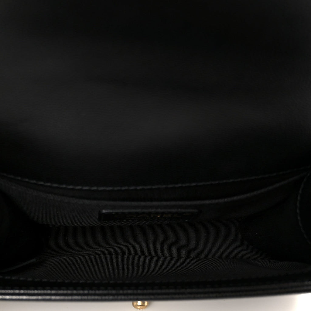 Caviar Quilted Small Boy Flap Black