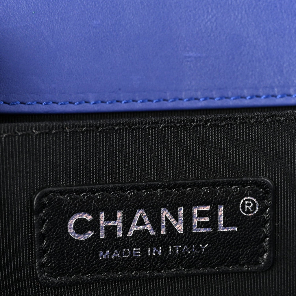 Calfskin Quilted Medium Boy Flap Blue