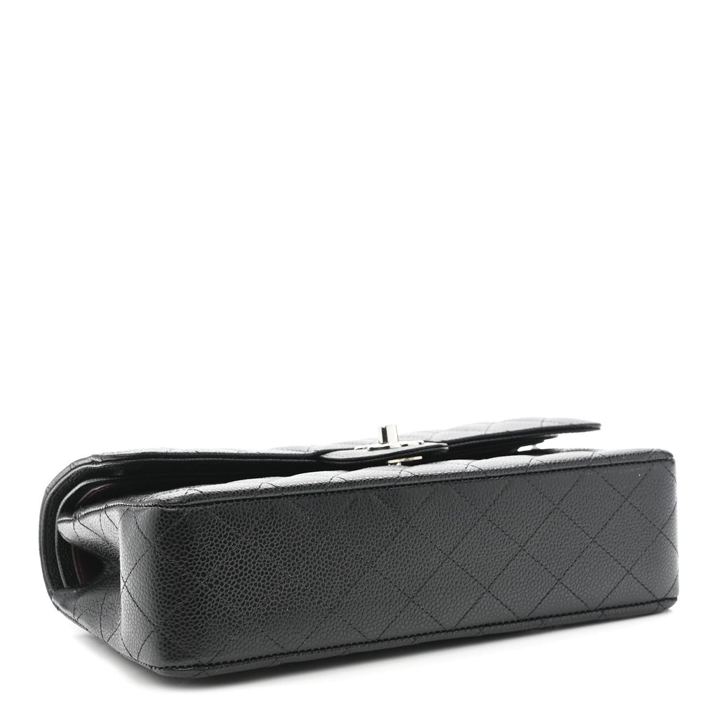 Caviar Quilted Medium Double Flap Black