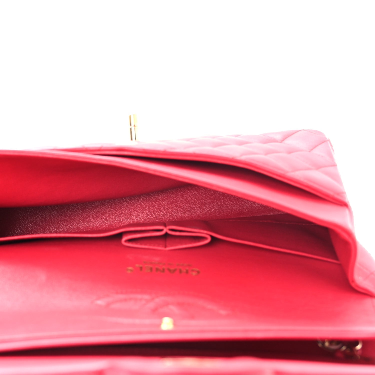 Lambskin Quilted Medium Double Flap Red