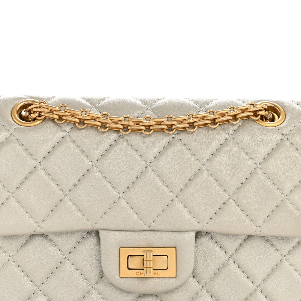 Metallic Goatskin Quilted 2.55 Reissue Mini Flap Silver