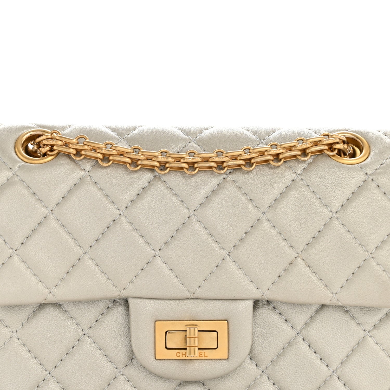 Metallic Goatskin Quilted 2.55 Reissue Mini Flap Silver