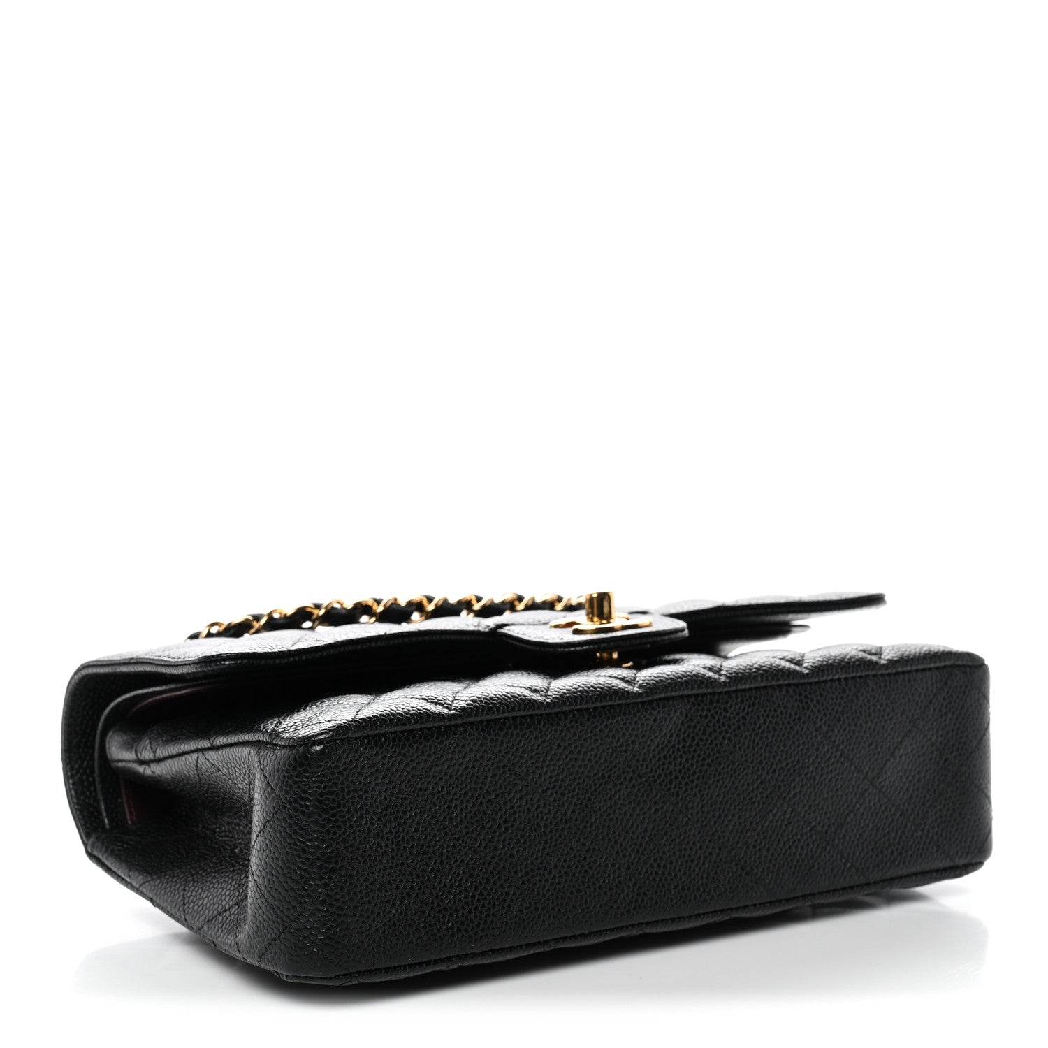 Caviar Quilted Medium Double Flap Black