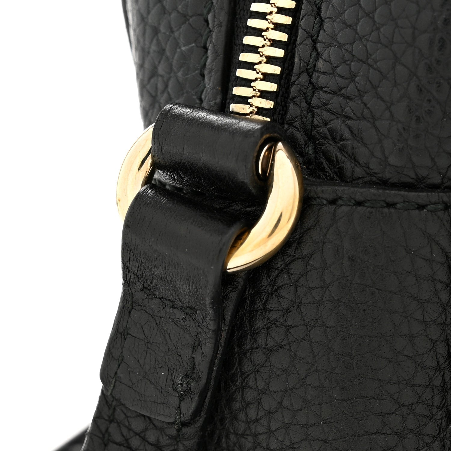 Pebbled Calfskin Small Soho Disco Bag Black