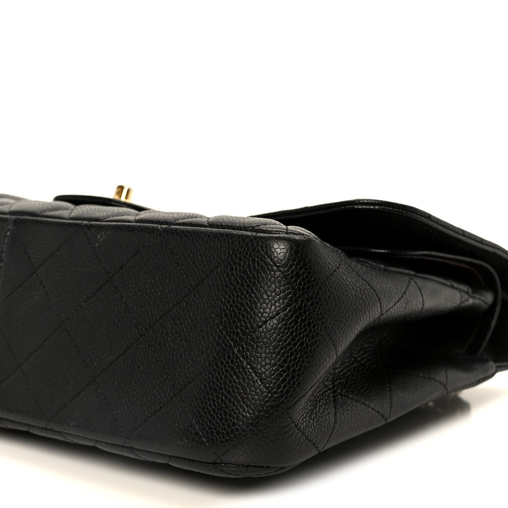 Caviar Quilted Jumbo Double Flap Black