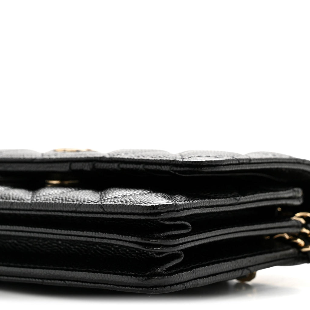 Caviar Quilted Mini Wallet On Chain WOC Black