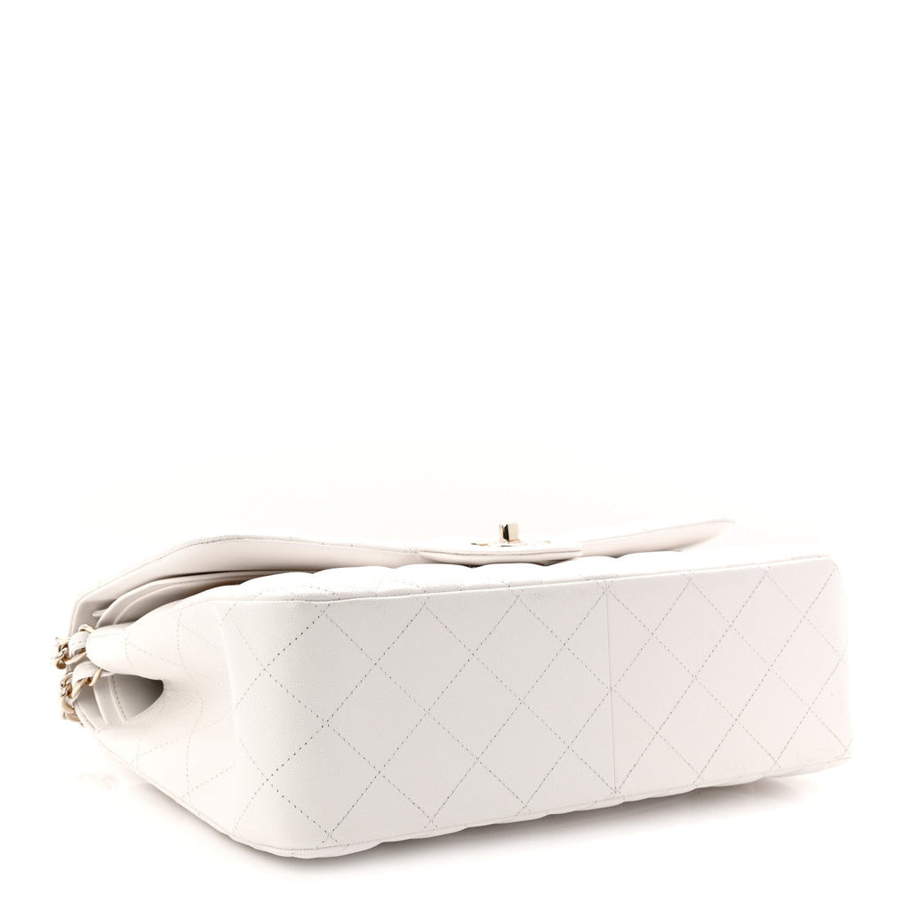Caviar Quilted Jumbo Double Flap White