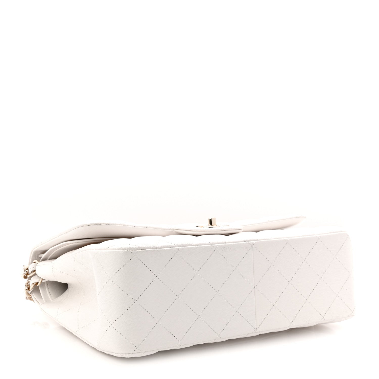 Caviar Quilted Jumbo Double Flap White