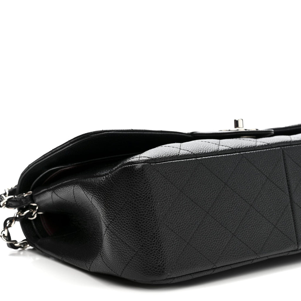 Caviar Quilted Jumbo Double Flap Black