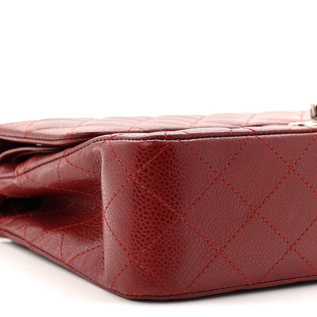 Caviar Quilted Medium Double Flap Burgundy