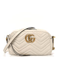 Calfskin Matelasse Small GG Marmont Chain Shoulder Bag White