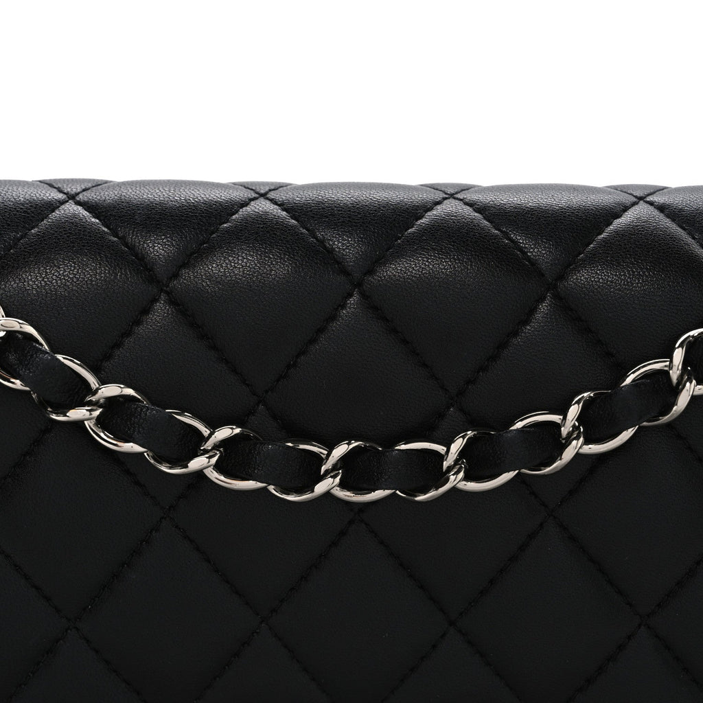 Lambskin Quilted Small Double Flap Black