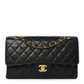 Caviar Quilted Medium Double Flap Black