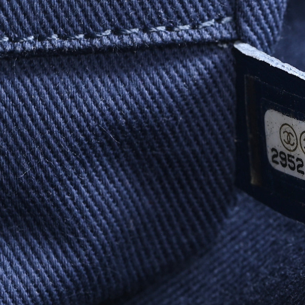 Mixed Fibers Striped Small Deauville Tote Navy Blue