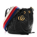 Calfskin Matelasse Sylvie Web GG Marmont Bucket Bag Black