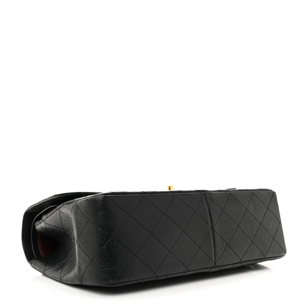 Caviar Quilted Jumbo Double Flap Black