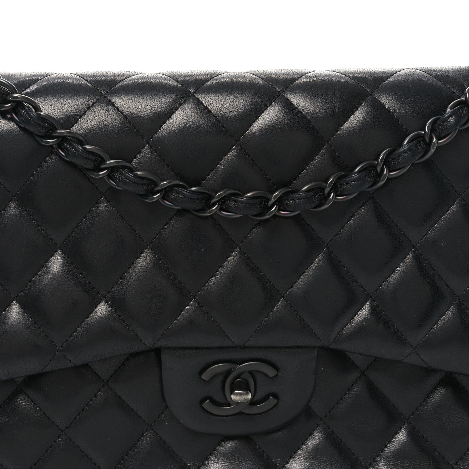 Lambskin Quilted Jumbo Double Flap So Black