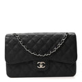 Caviar Quilted Jumbo Double Flap Black