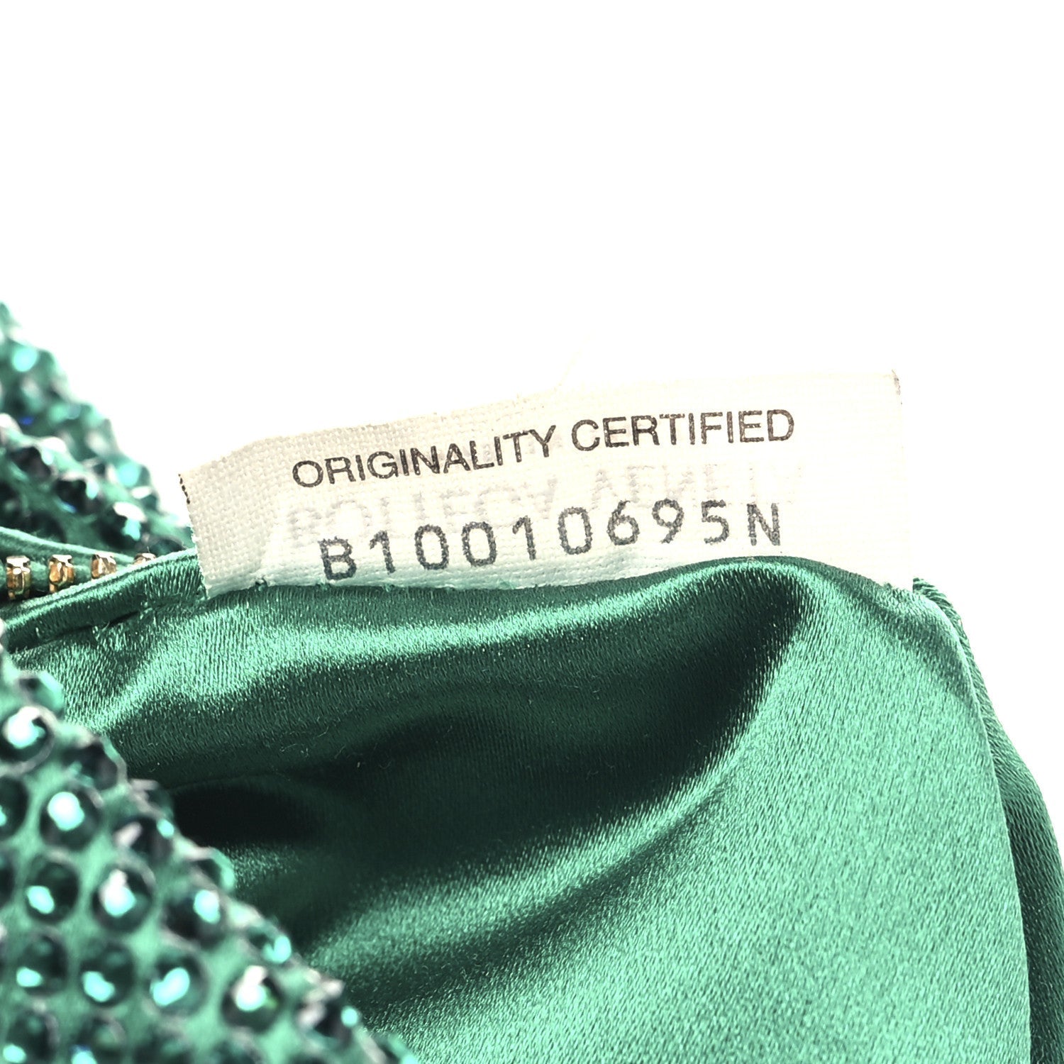 Crystal Embellished Satin Mini Hotfix Jodie Emerald