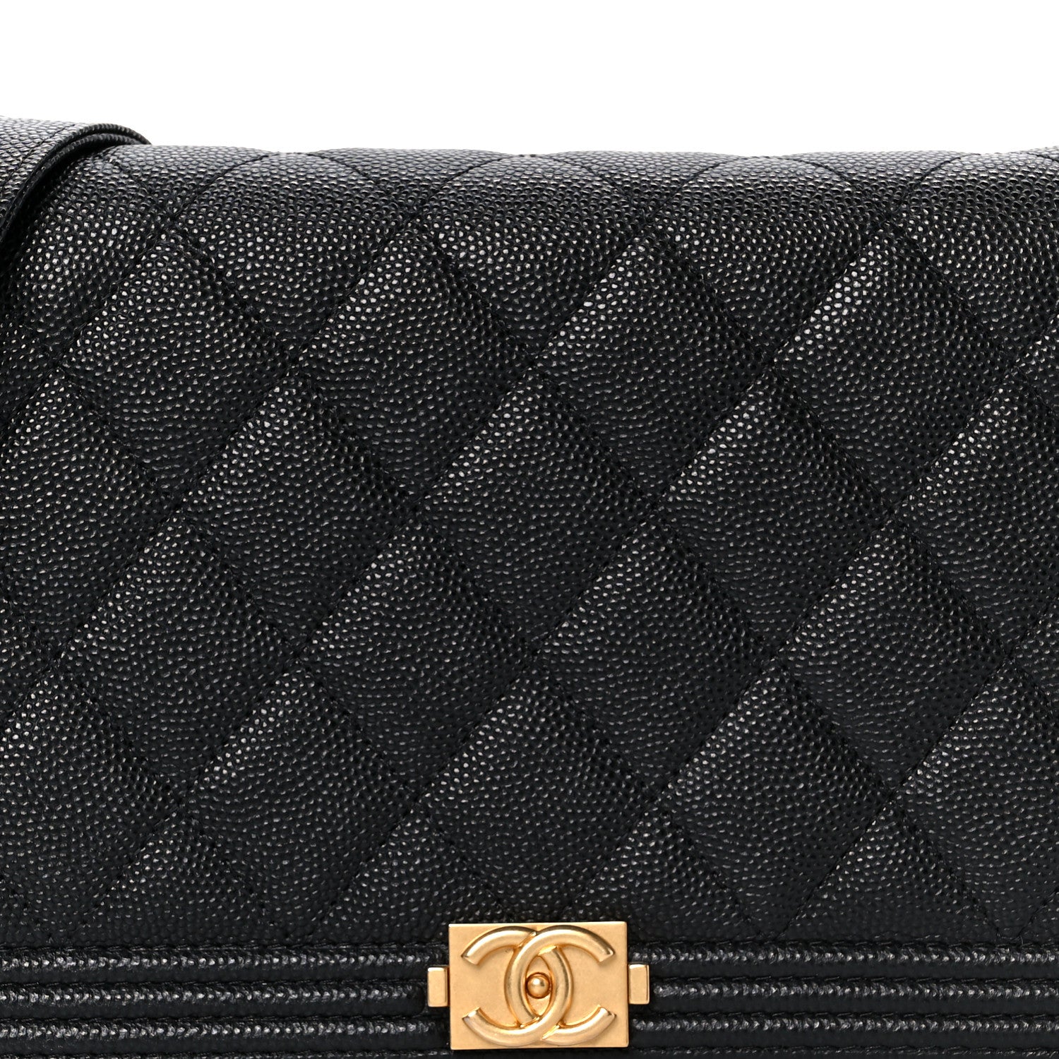 Caviar Quilted Boy Wallet On Chain WOC Black