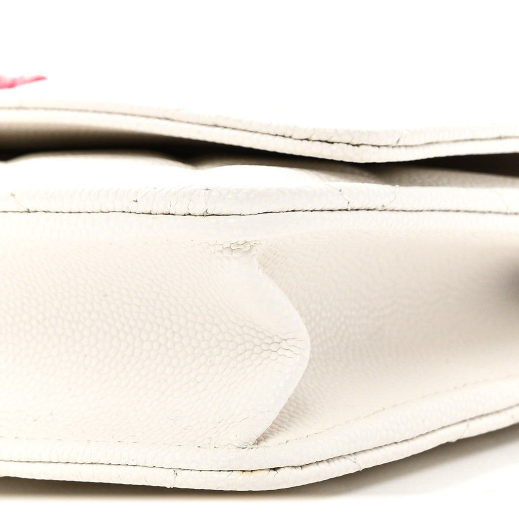 Caviar Quilted Chanel 19 Wallet On Chain WOC White Pink