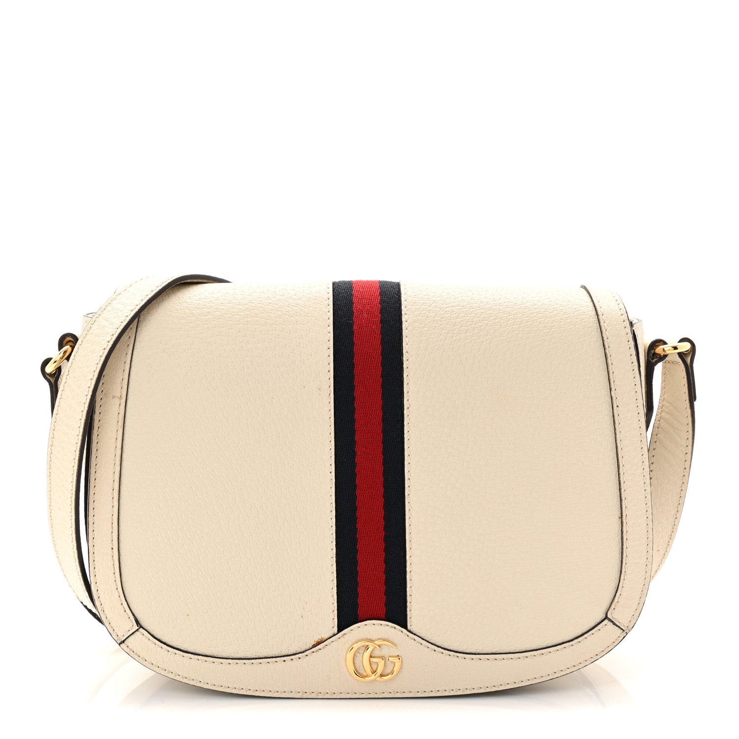 Textured Calfskin Small Ophidia Flap Messenger Bag Mystic White